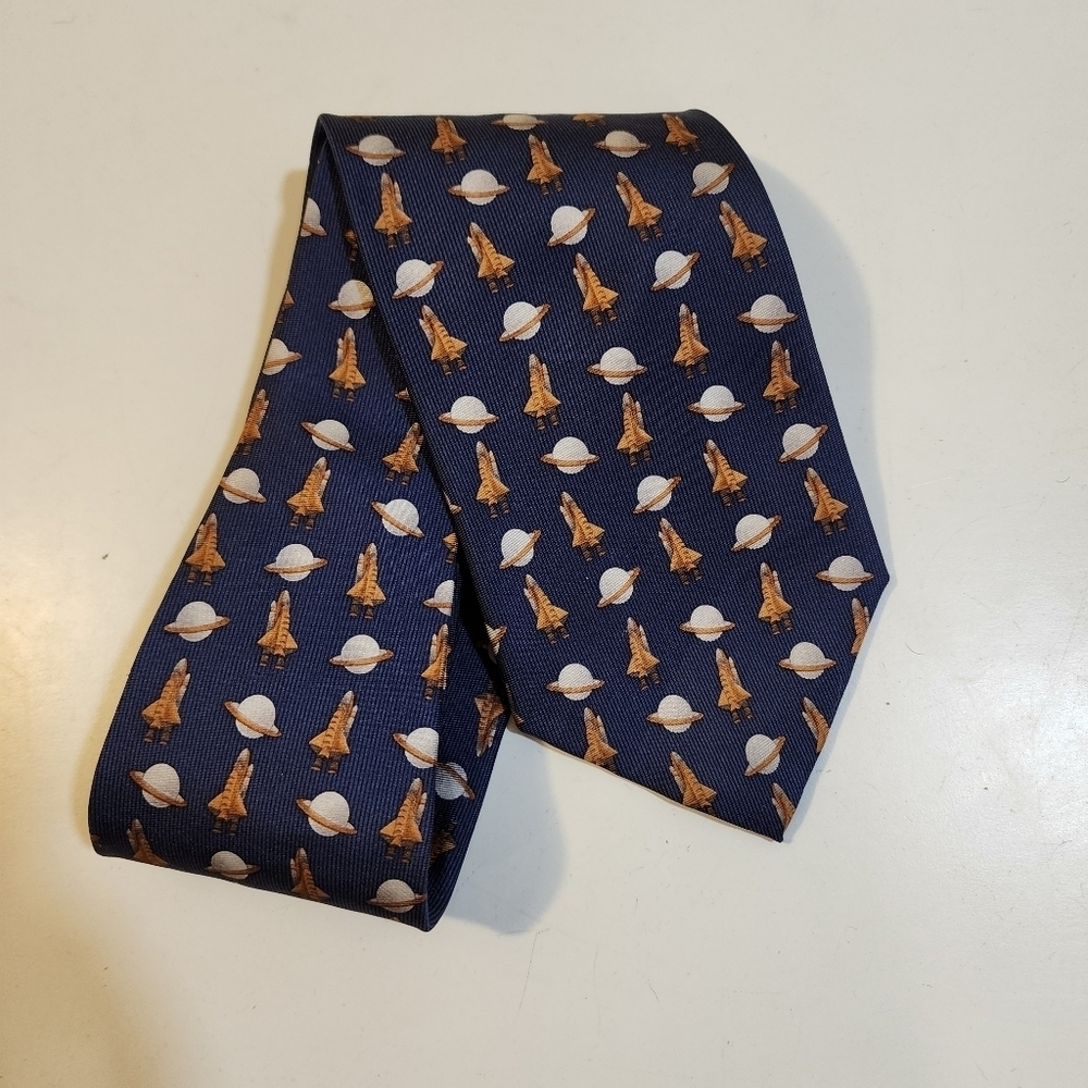 Lord and Taylor Silk Space Print Tie